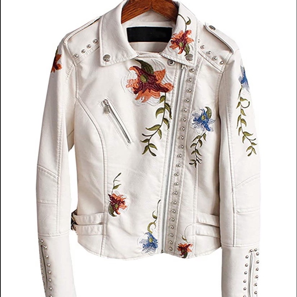 BERNIE Faux Lather Embroidered Jacket